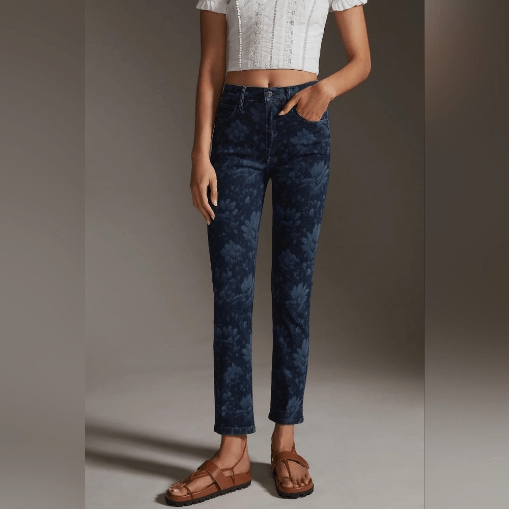 MOTHER Women's Straight Leg Jeans - Dark Blue Floral